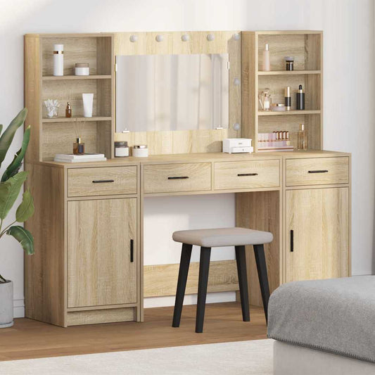 Schminktisch Set mit Tür 3 pcs Sonoma-Eiche 78,5 x 41 x 135 cm