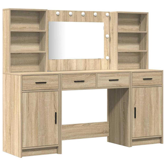 Schminktisch Set mit Tür 3 pcs Sonoma-Eiche 78,5 x 41 x 135 cm