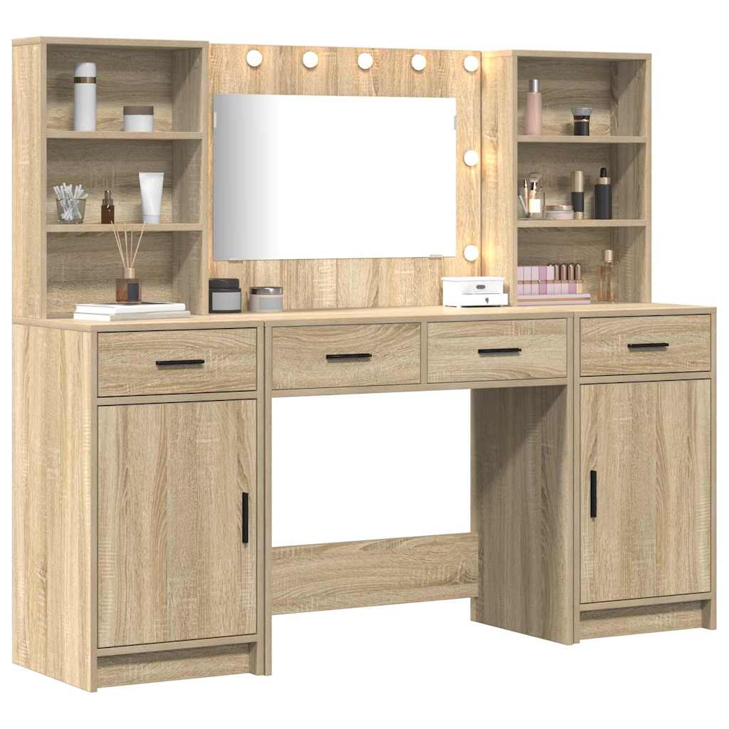 Schminktisch Set mit Tür 3 pcs Sonoma-Eiche 78,5 x 41 x 135 cm