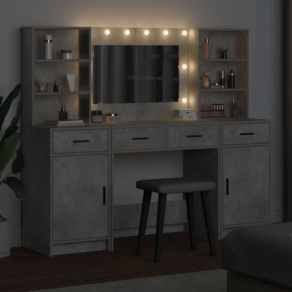 Schminktisch Set mit Regal 3 pcs Beton Grau 78,5 x 41 x 135 cm
