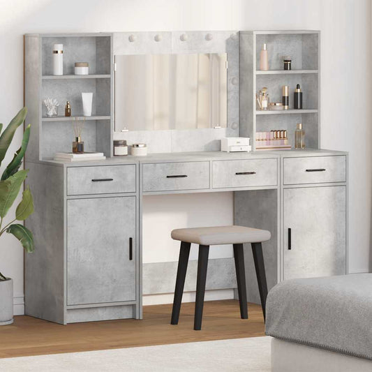 Schminktisch Set mit Regal 3 pcs Beton Grau 78,5 x 41 x 135 cm