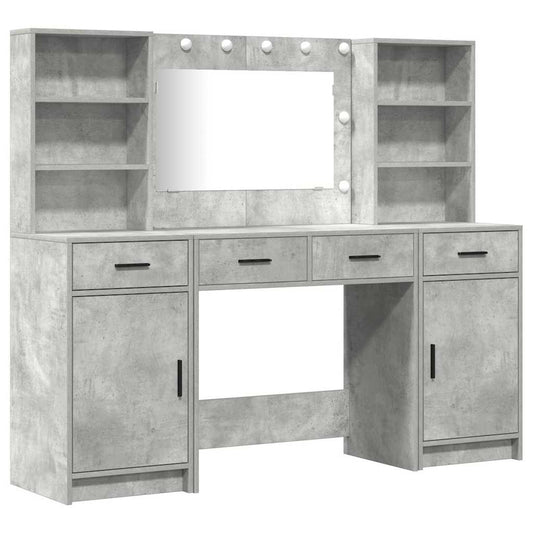 Schminktisch Set mit Regal 3 pcs Beton Grau 78,5 x 41 x 135 cm