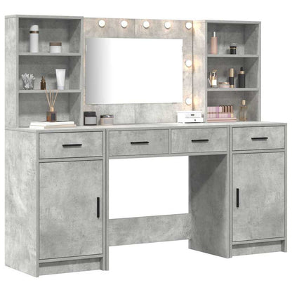 Schminktisch Set mit Regal 3 pcs Beton Grau 78,5 x 41 x 135 cm