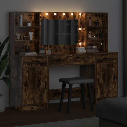 Schminktisch Set 3 pcs Geräucherte Eiche 78,5 x 41 x 135 cm