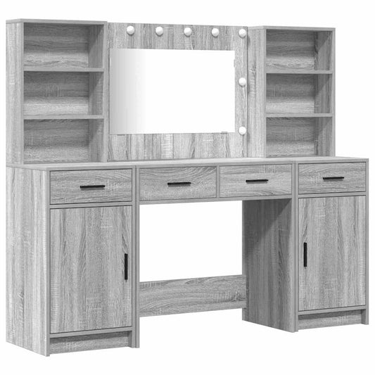 Schminktisch Set mit Regal 3 pcs Grau Sonoma 78,5 x 41 x 135 cm