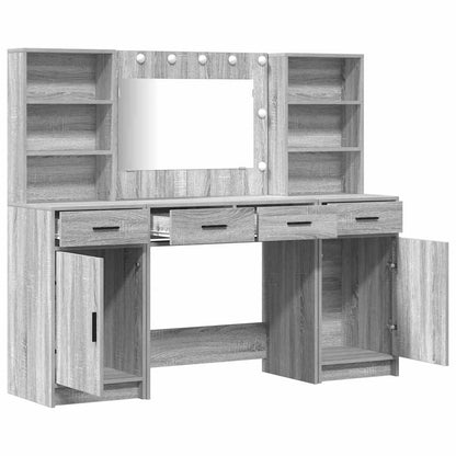 Schminktisch Set mit Regal 3 pcs Grau Sonoma 78,5 x 41 x 135 cm