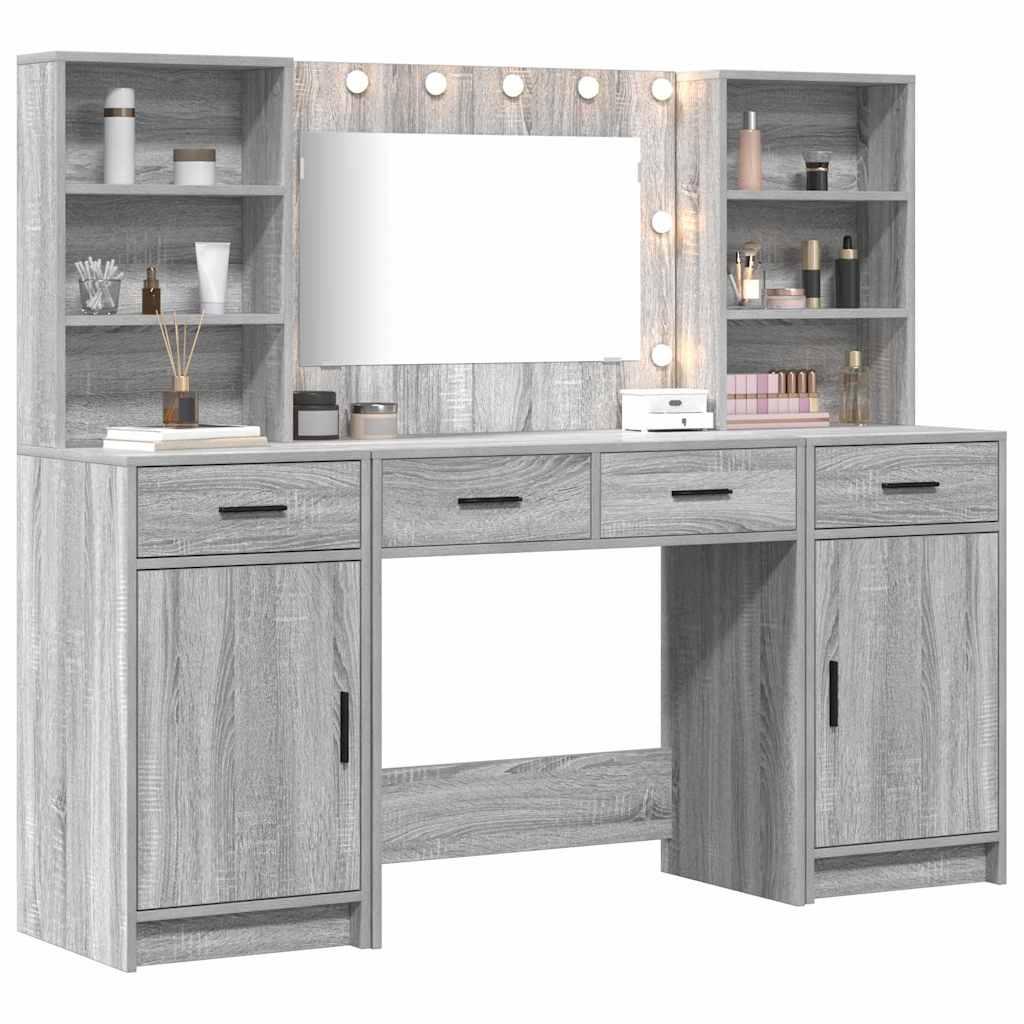 Schminktisch Set mit Regal 3 pcs Grau Sonoma 78,5 x 41 x 135 cm