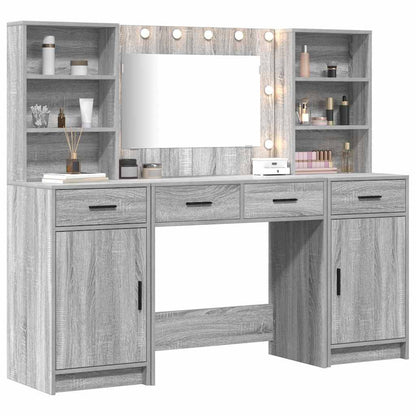 Schminktisch Set mit Regal 3 pcs Grau Sonoma 78,5 x 41 x 135 cm