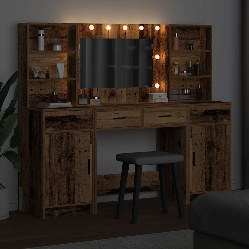 Schminktisch Set 3 pcs Altholz 78,5 x 41 x 135 cm Holzwerkstoff