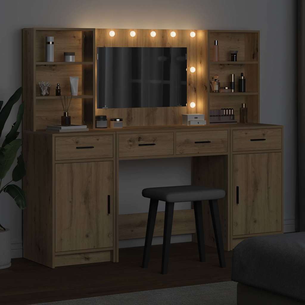 Schminktisch Set mit Tür 3 pcs Artisan-Eiche 78,5 x 41 x 135 cm