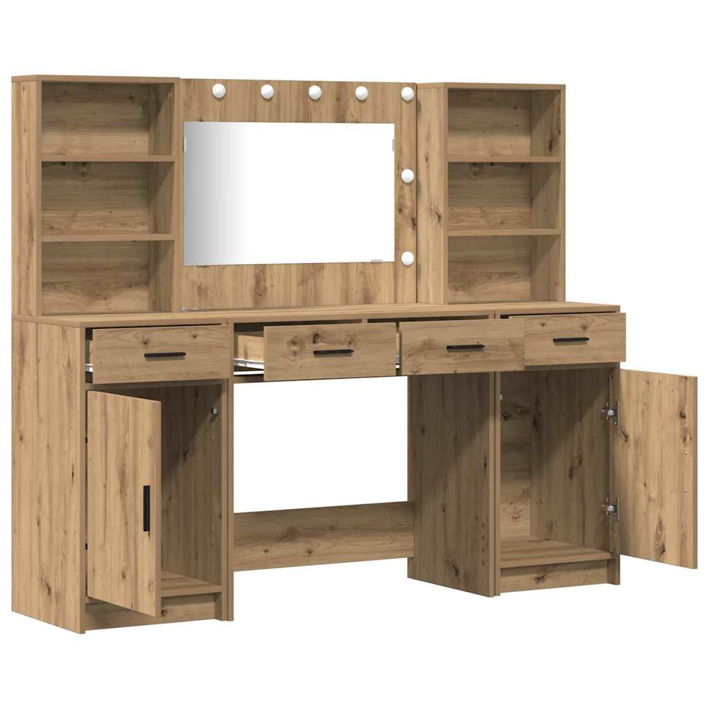 Schminktisch Set mit Tür 3 pcs Artisan-Eiche 78,5 x 41 x 135 cm
