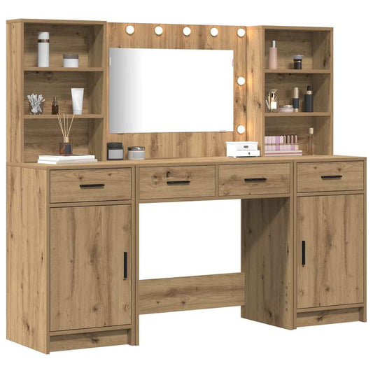 Schminktisch Set mit Tür 3 pcs Artisan-Eiche 78,5 x 41 x 135 cm