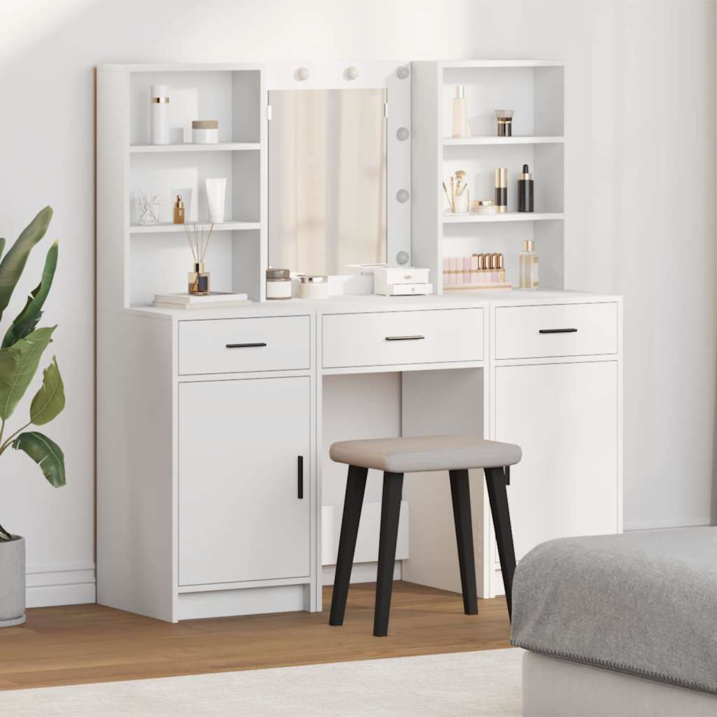 Schminktisch Set 3 pcs Weiß 50 x 41 x 135 cm Holzwerkstoff