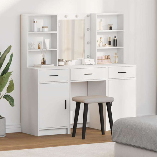 Schminktisch Set 3 pcs Weiß 50 x 41 x 135 cm Holzwerkstoff