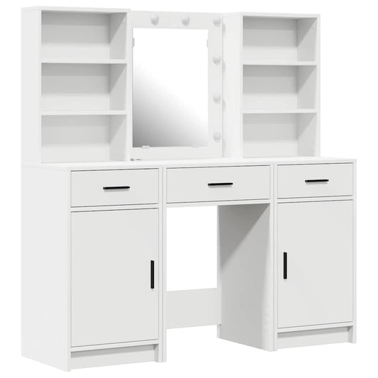 Schminktisch Set 3 pcs Weiß 50 x 41 x 135 cm Holzwerkstoff