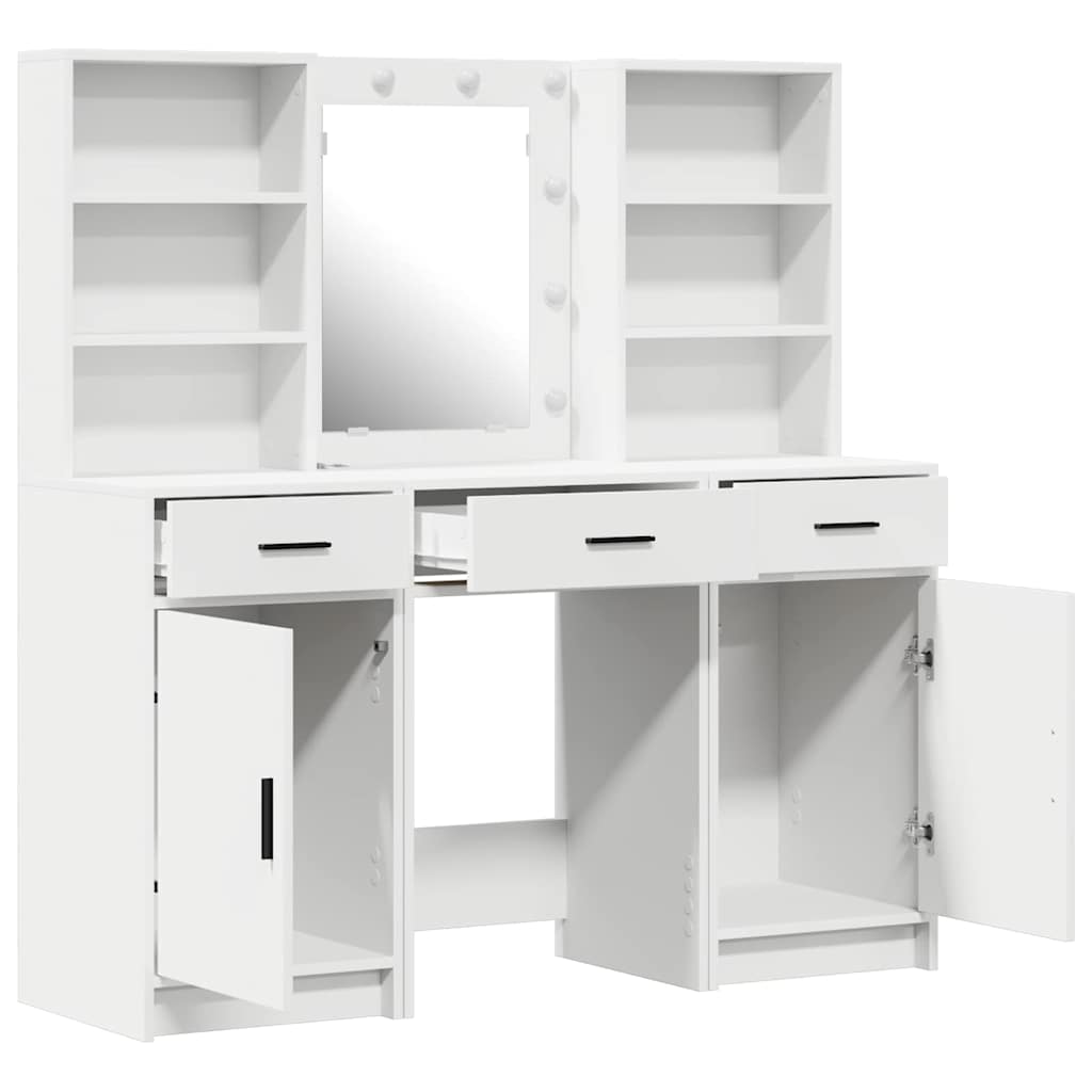 Schminktisch Set 3 pcs Weiß 50 x 41 x 135 cm Holzwerkstoff