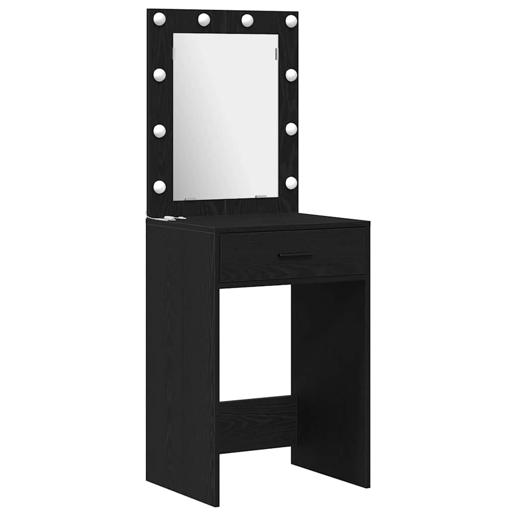 Schminktisch Set 3 pcs Schwarz Eichen-Optik 50 x 41 x 135 cm