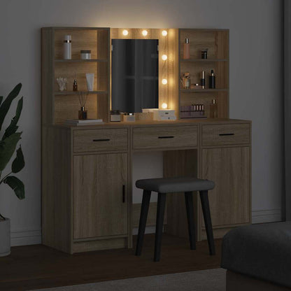 Schminktisch Set mit Regal 3 pcs Sonoma-Eiche 50 x 41 x 135 cm