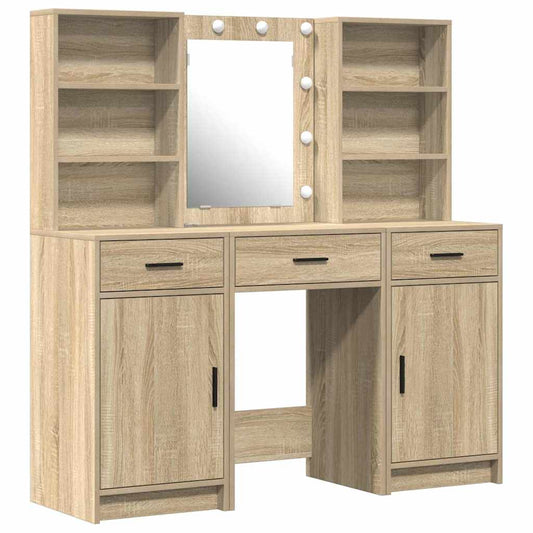 Schminktisch Set mit Regal 3 pcs Sonoma-Eiche 50 x 41 x 135 cm