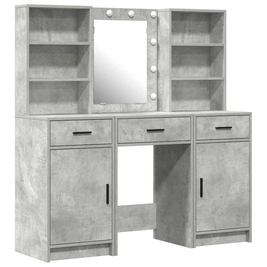 Schminktisch Set mit Regal 3 pcs Beton Grau 50 x 41 x 135 cm