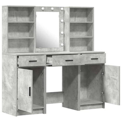 Schminktisch Set mit Regal 3 pcs Beton Grau 50 x 41 x 135 cm