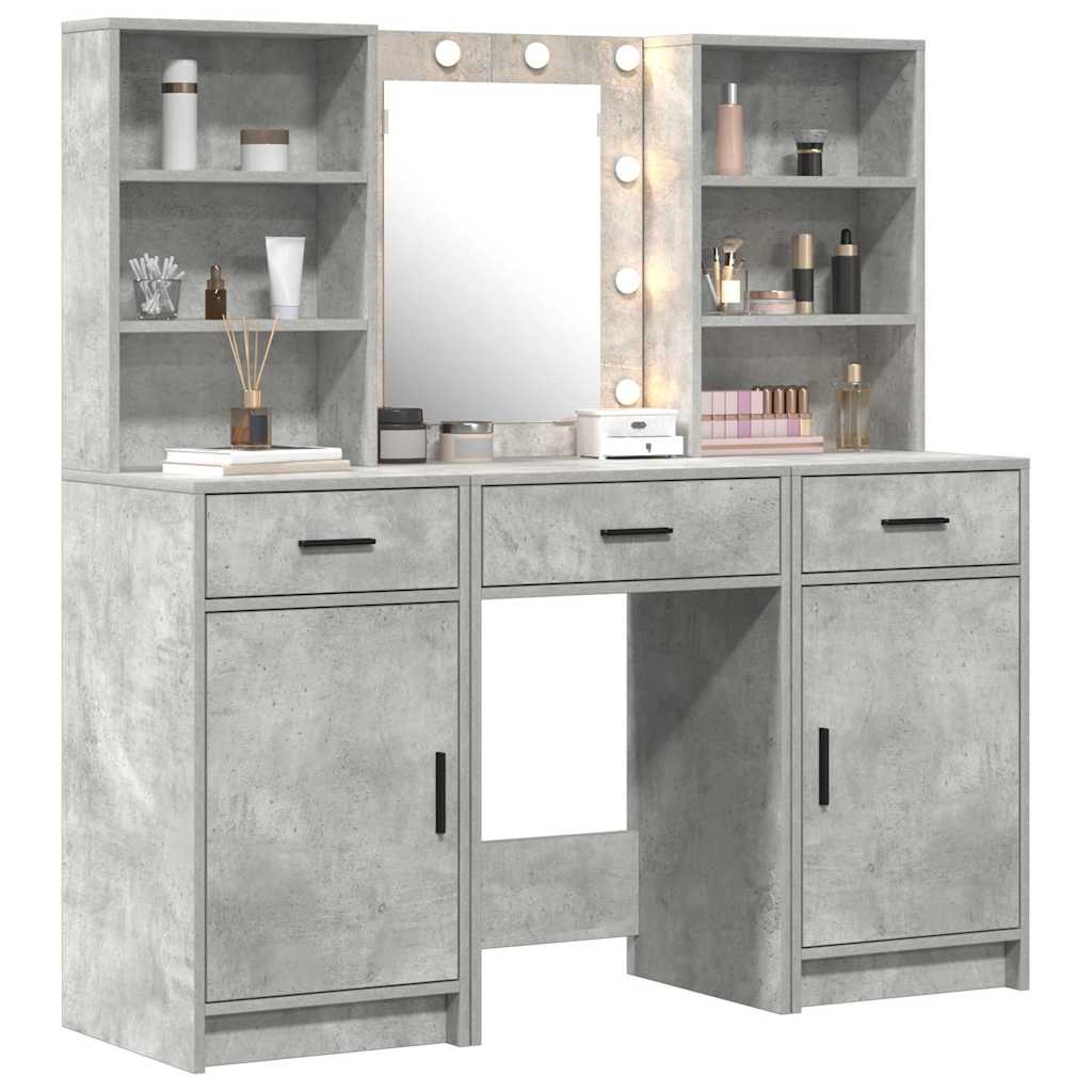 Schminktisch Set mit Regal 3 pcs Beton Grau 50 x 41 x 135 cm