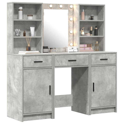 Schminktisch Set mit Regal 3 pcs Beton Grau 50 x 41 x 135 cm
