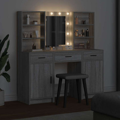 Schminktisch Set mit Regal 3 pcs Grau Sonoma 50 x 41 x 135 cm