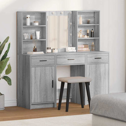 Schminktisch Set mit Regal 3 pcs Grau Sonoma 50 x 41 x 135 cm