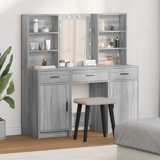 Schminktisch Set mit Regal 3 pcs Grau Sonoma 50 x 41 x 135 cm