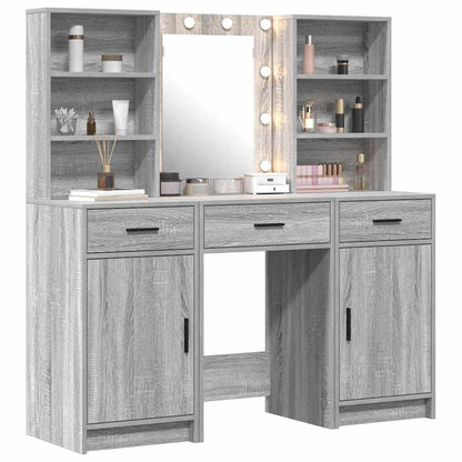 Schminktisch Set mit Regal 3 pcs Grau Sonoma 50 x 41 x 135 cm