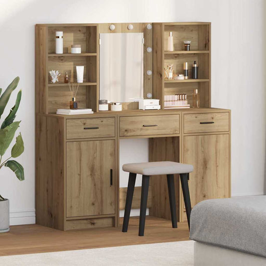 Schminktisch Set mit Regal 3 pcs Artisan-Eiche 50 x 41 x 135 cm