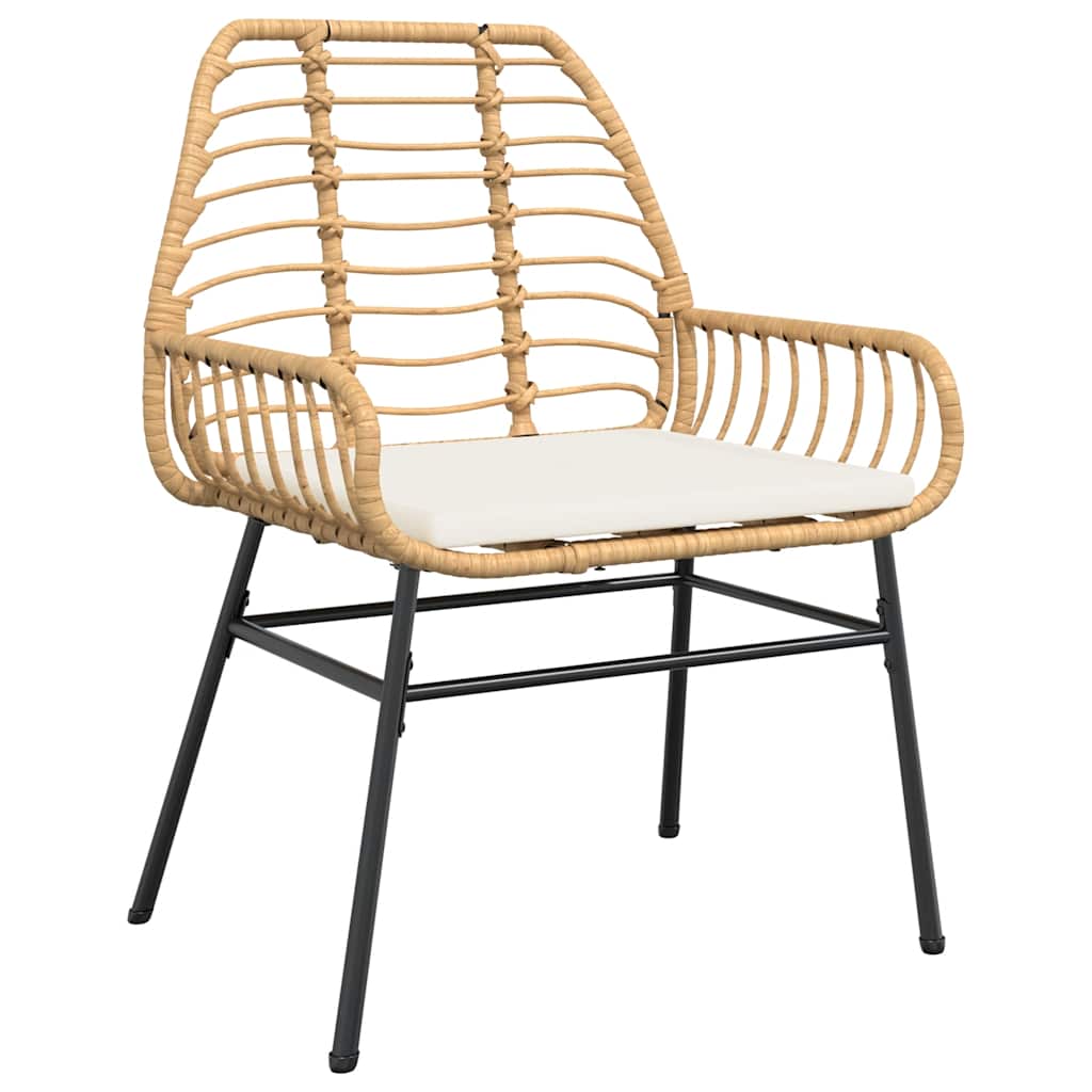 3-tlg. Garten-Essgruppe mit Kissen Braun Poly Rattan Glas