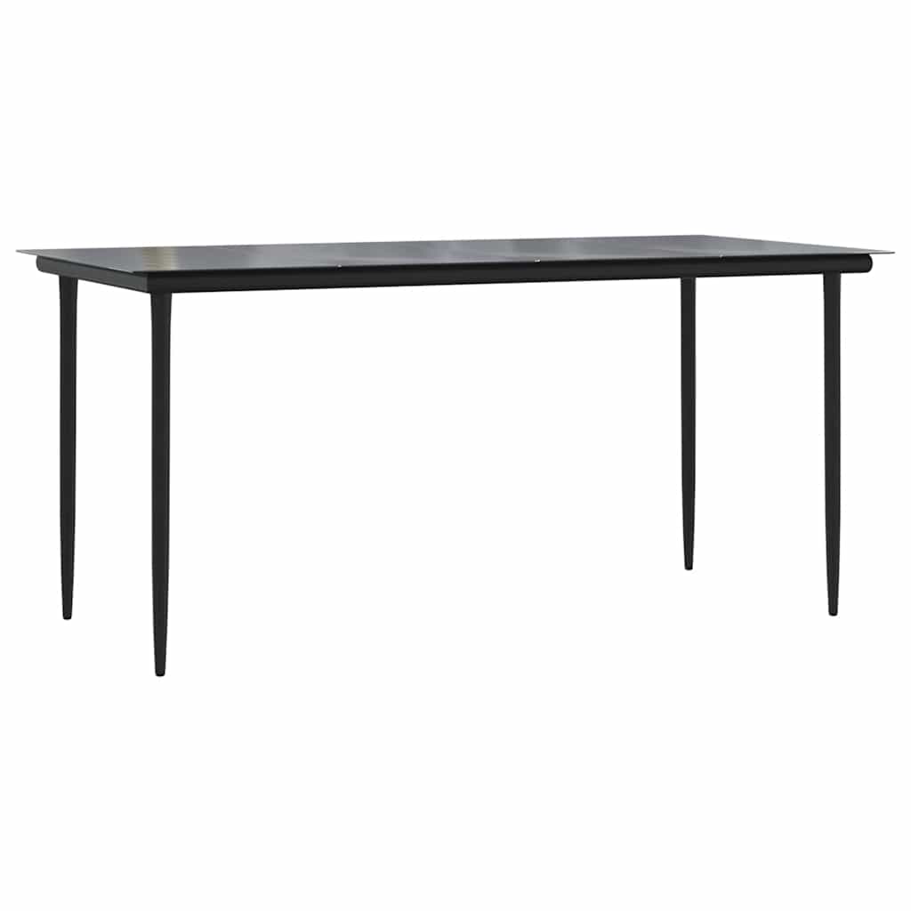 5-tlg. Garten-Essgruppe mit Kissen Schwarz Poly Rattan Glas