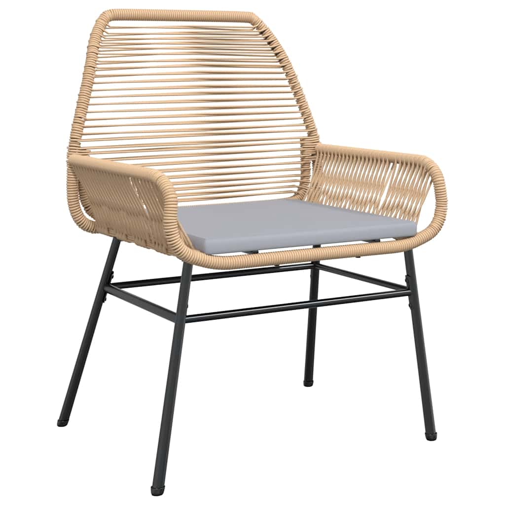 5-tlg. Garten-Essgruppe mit Kissen Braun Poly Rattan Glas