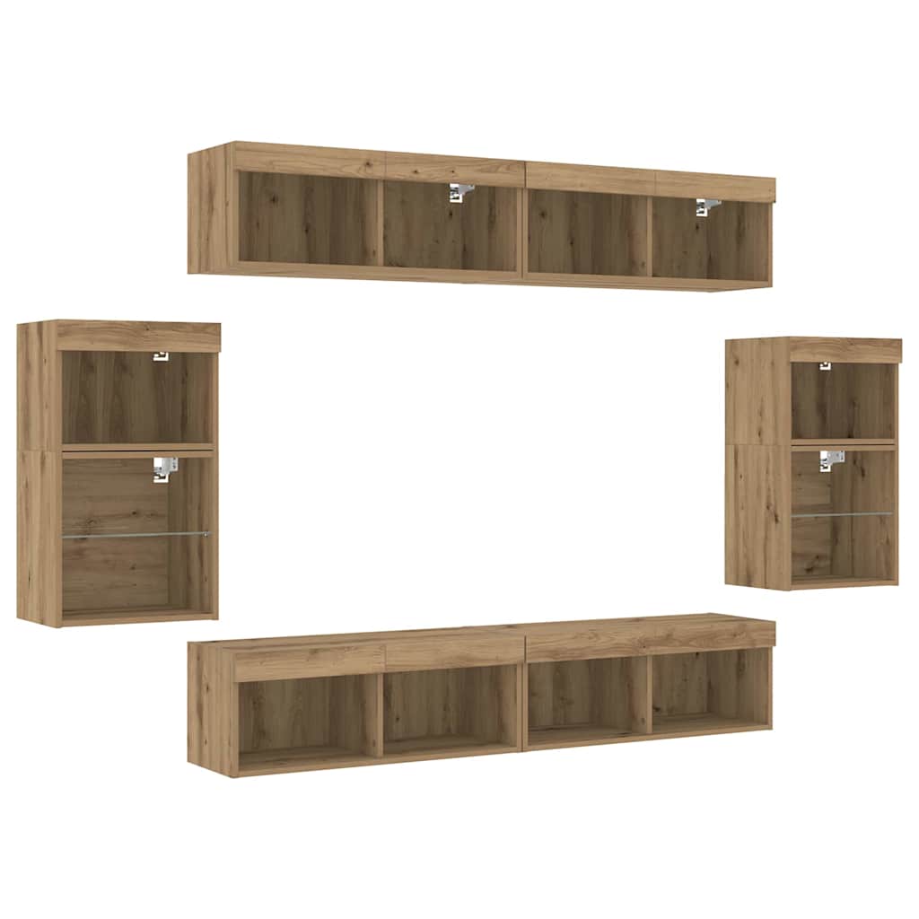 TV-Schrankset Wandmontiert 8 pcs Artisan-Eiche Holzwerkstoff