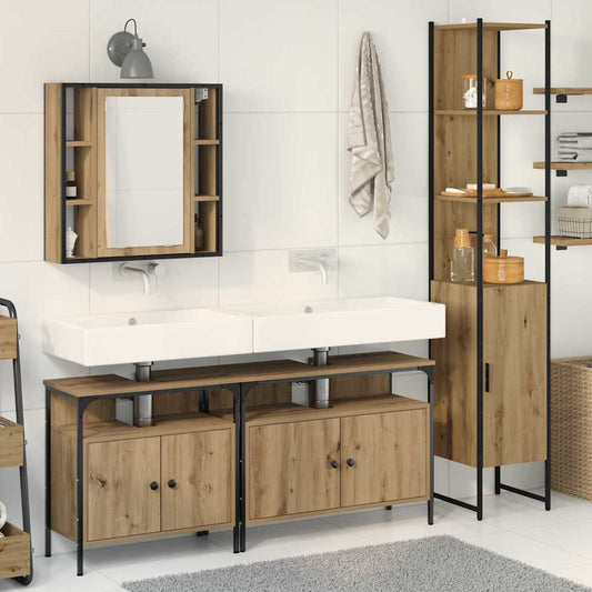 Badezimmermöbel-Set mit Regal 4 pcs Artisan-Eiche Holzwerkstoff