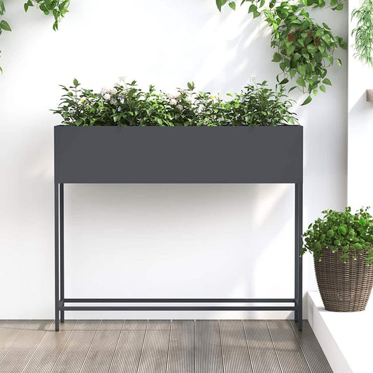 Hochbeet Gartenpflanzer Anthrazit 100 x 26 x 82 cm Stahl