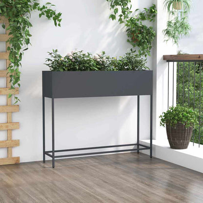 Hochbeet Gartenpflanzer Anthrazit 100 x 26 x 82 cm Stahl