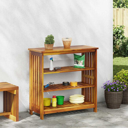 Garten-Schrank mit Regal Braun 75 x 35 x 70cm Massivholz Akazie