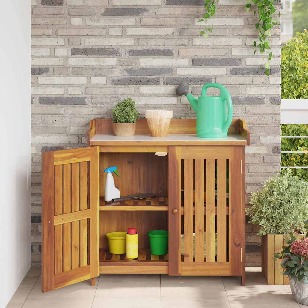 Garten-Schrank Braun 78 x 36,5 x 78 cm Massivholz Akazie