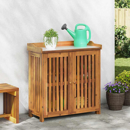 Garten-Schrank Braun 93 x 41,5 x 98 cm Massivholz Akazie