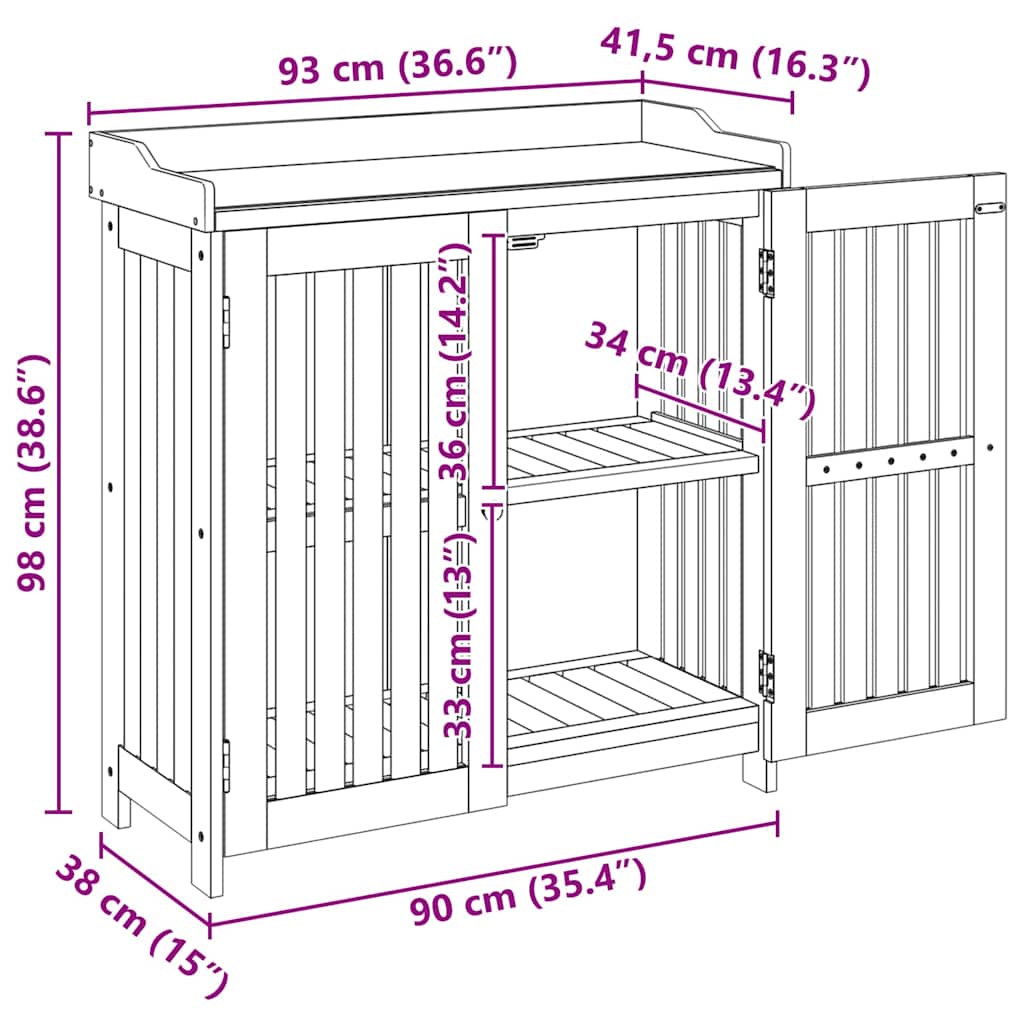 Garten-Schrank Braun 93 x 41,5 x 98 cm Massivholz Akazie
