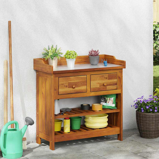 Garten-Schrank Braun 78 x 36,5 x 78 cm Massivholz Akazie