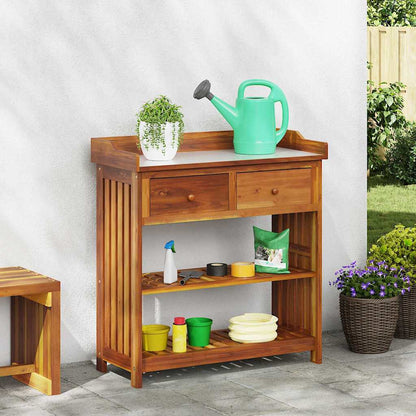 Garten-Schrank Braun 93 x 41,5 x 98 cm Massivholz Akazie