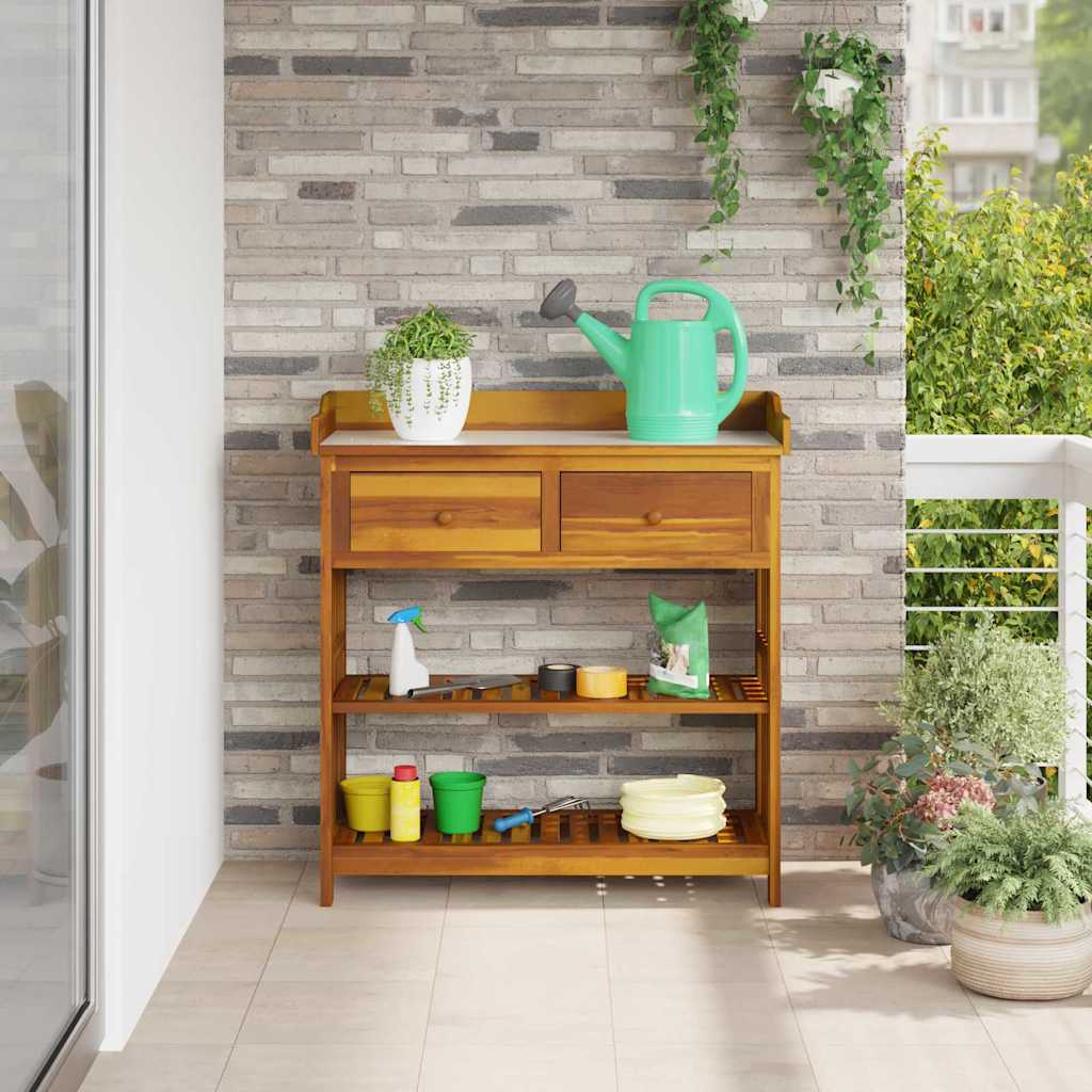 Garten-Schrank Braun 93 x 41,5 x 98 cm Massivholz Akazie