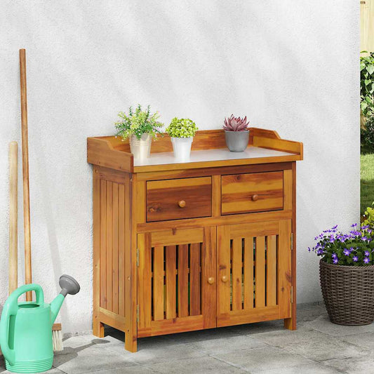 Garten-Schrank Braun 78 x 36,5 x 78 cm Massivholz Akazie