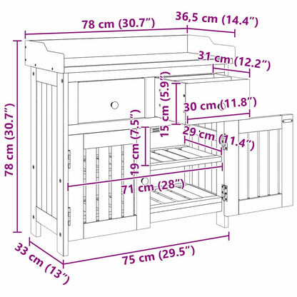 Garten-Schrank Braun 78 x 36,5 x 78 cm Massivholz Akazie
