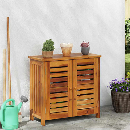Garten-Schrank mit Tür Braun 75 x 35 x 70cm Massivholz Akazie
