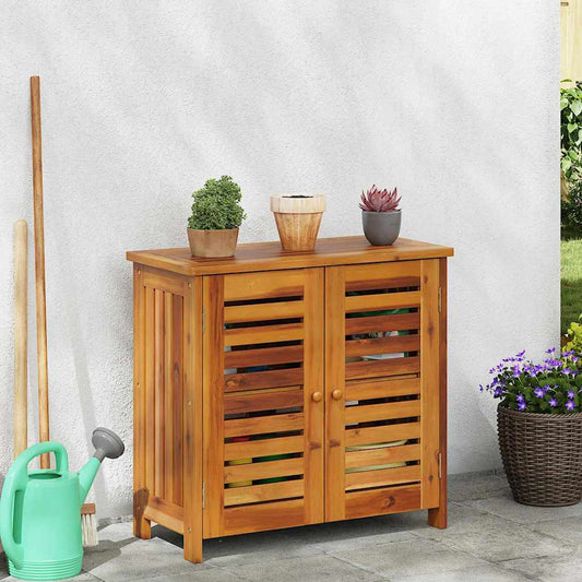Garten-Schrank mit Tür Braun 75 x 35 x 70cm Massivholz Akazie